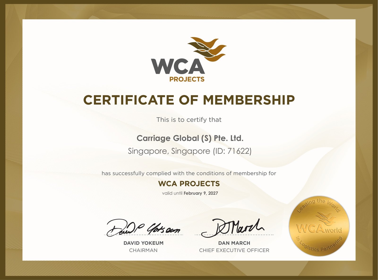 Scanned WCA Project, 15 yrs certificate document